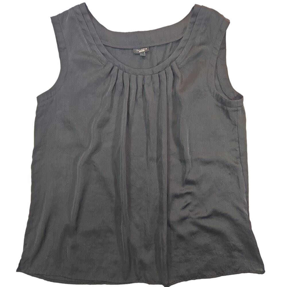 Talbots | Black Pleated Front Sleeveless Blouse | Size Large
